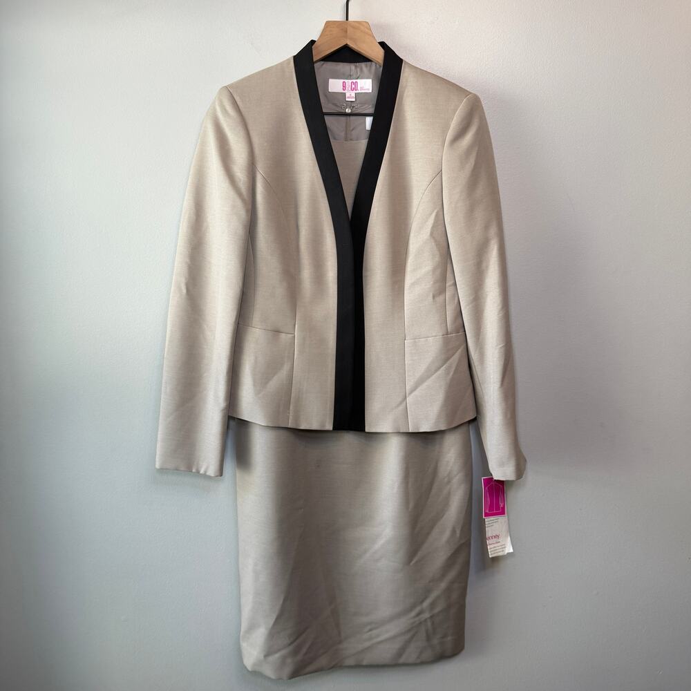 9 & Co Women's Suit Separates Dress Set Suit Blazer Jacket Gray Black Size 6